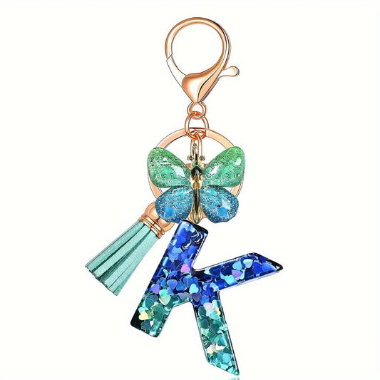 Personalized Resin Alphabet Keychain with Tassel