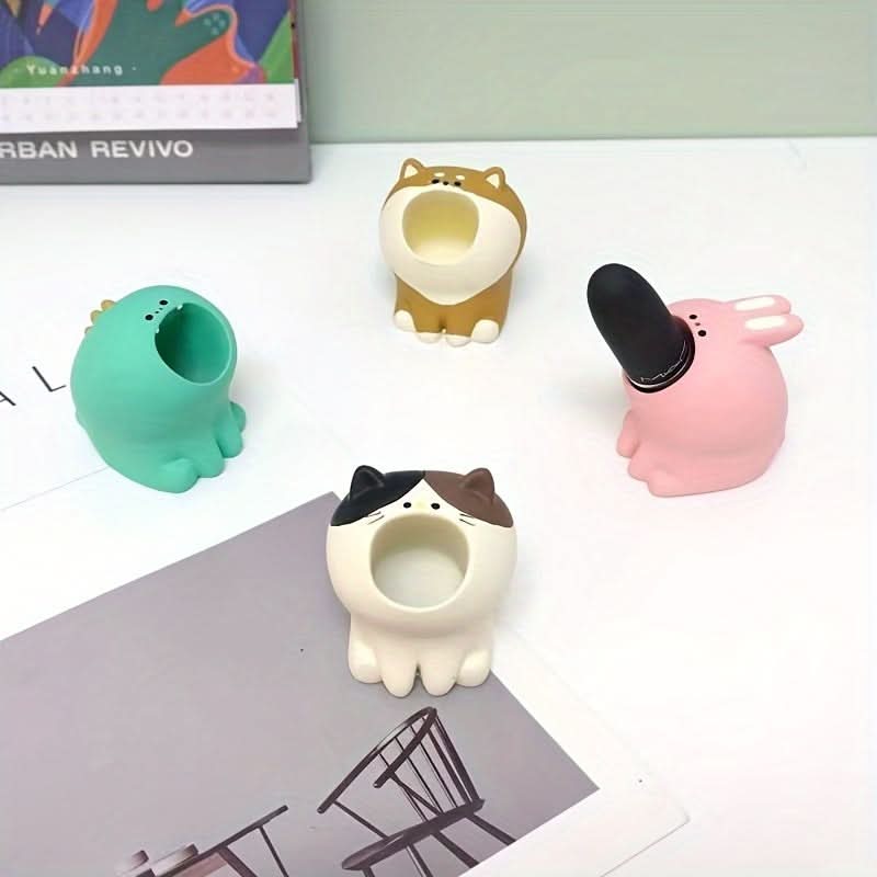 Cute Animal Pen & Brush Holder Set