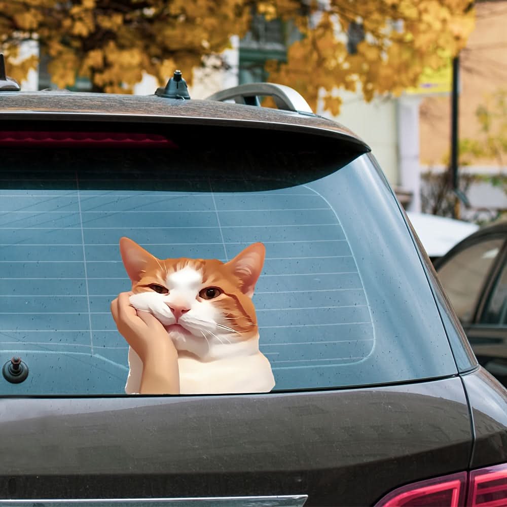 Cute Orange Cat Window Decal – Fantasy Animal Sticker for Car & Home Décor