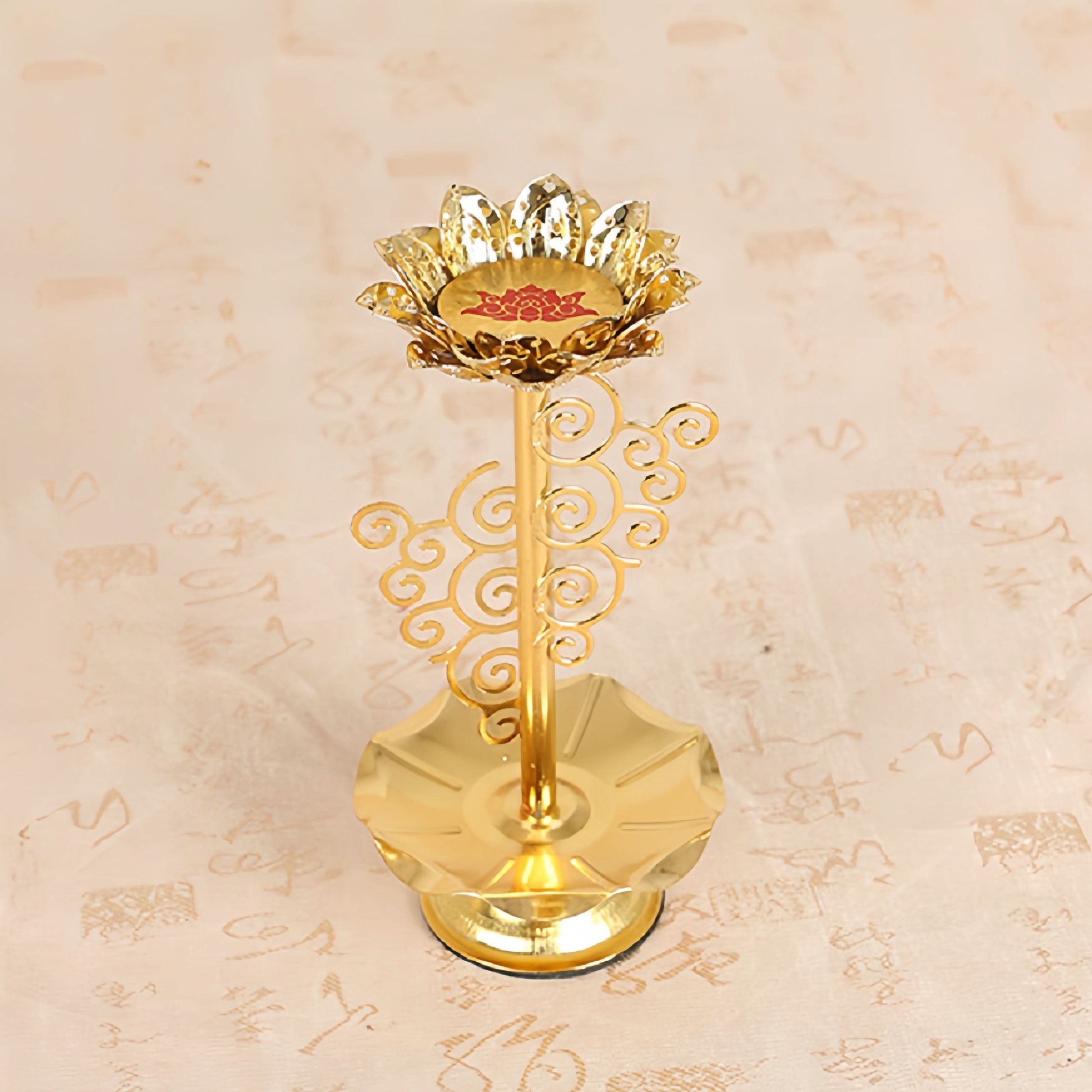 Exquisite Lotus Metal Candlestick Holder for Home & Prayer