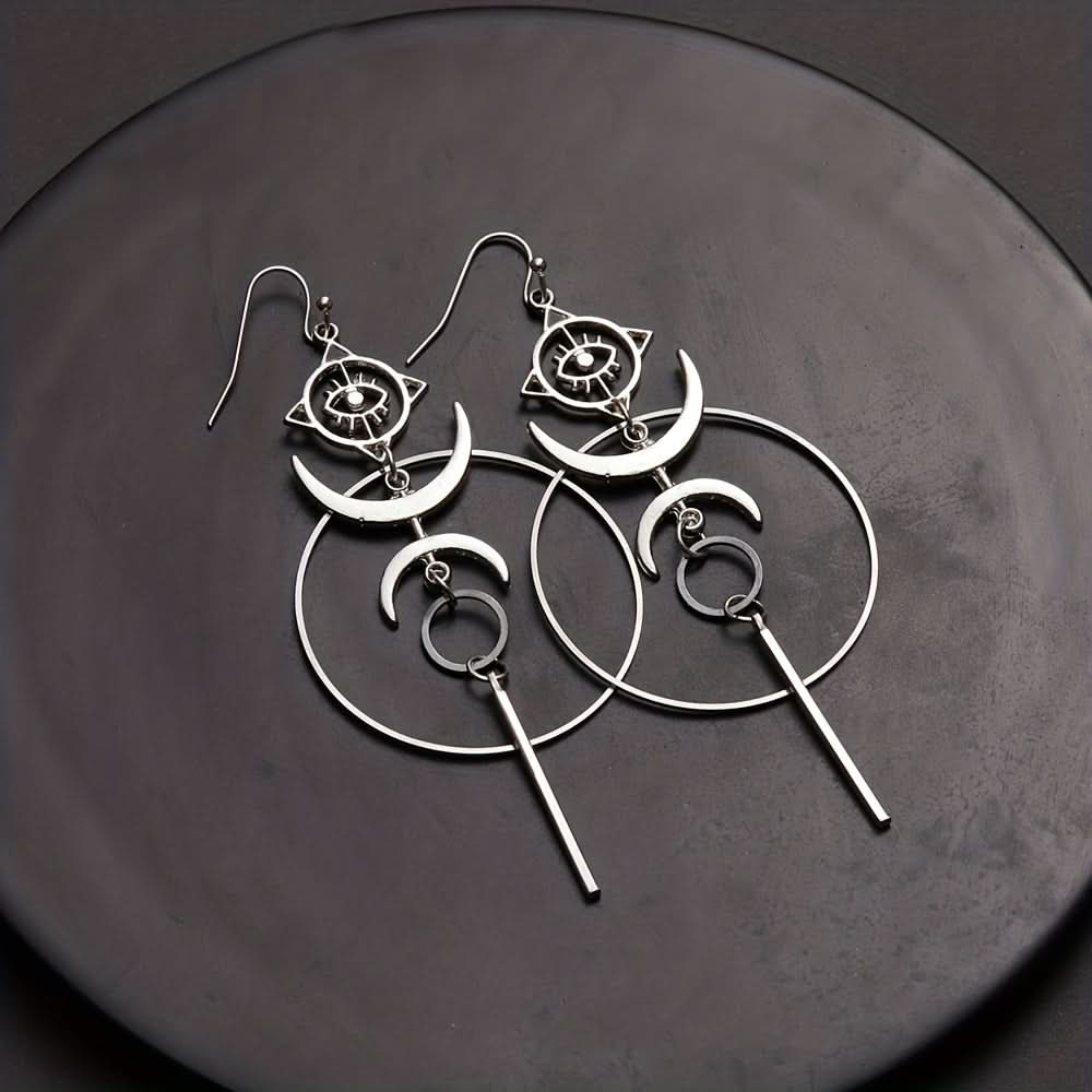Retro Devil's Eye Geometric Dangler Earrings – Punk Jewelry
