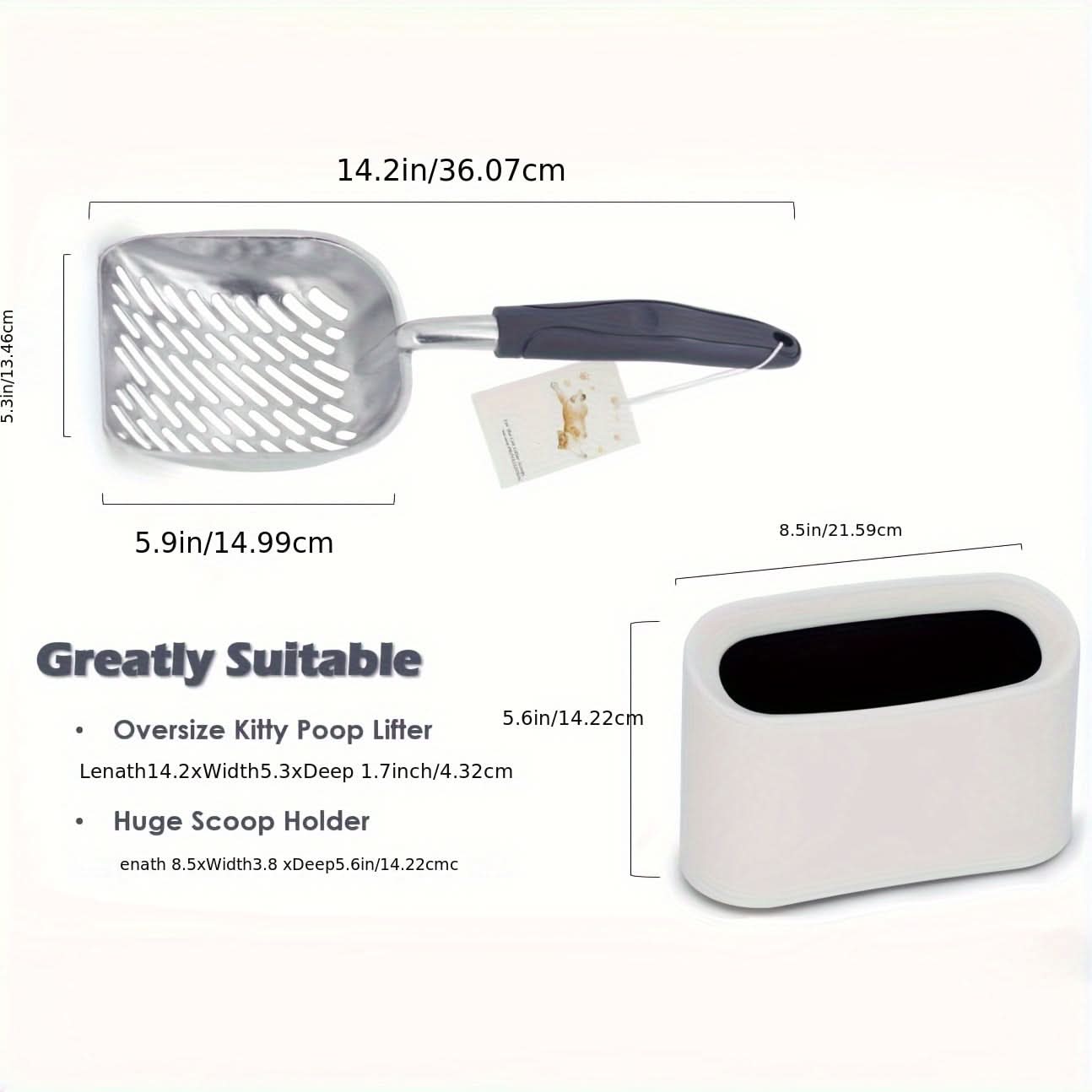 Durable Cat Litter Scoop with Holder
