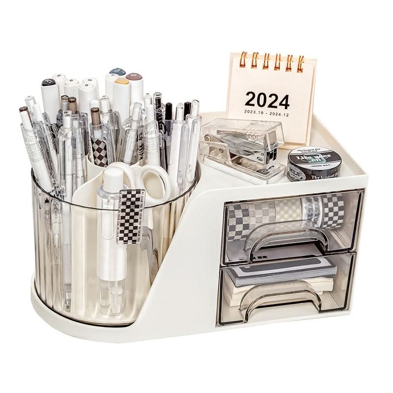2024 Rotating Desk Organizer with Large Capacity, Aesthetic Pen Holder