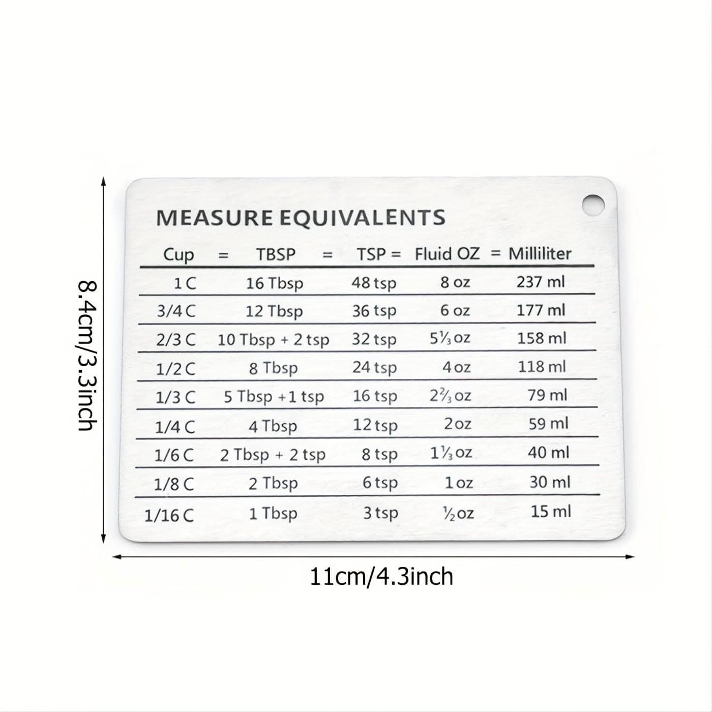 1pc Magnetic Scale Plate with Unit Conversion Chart - Stainless Steel Refrigerator Magnet