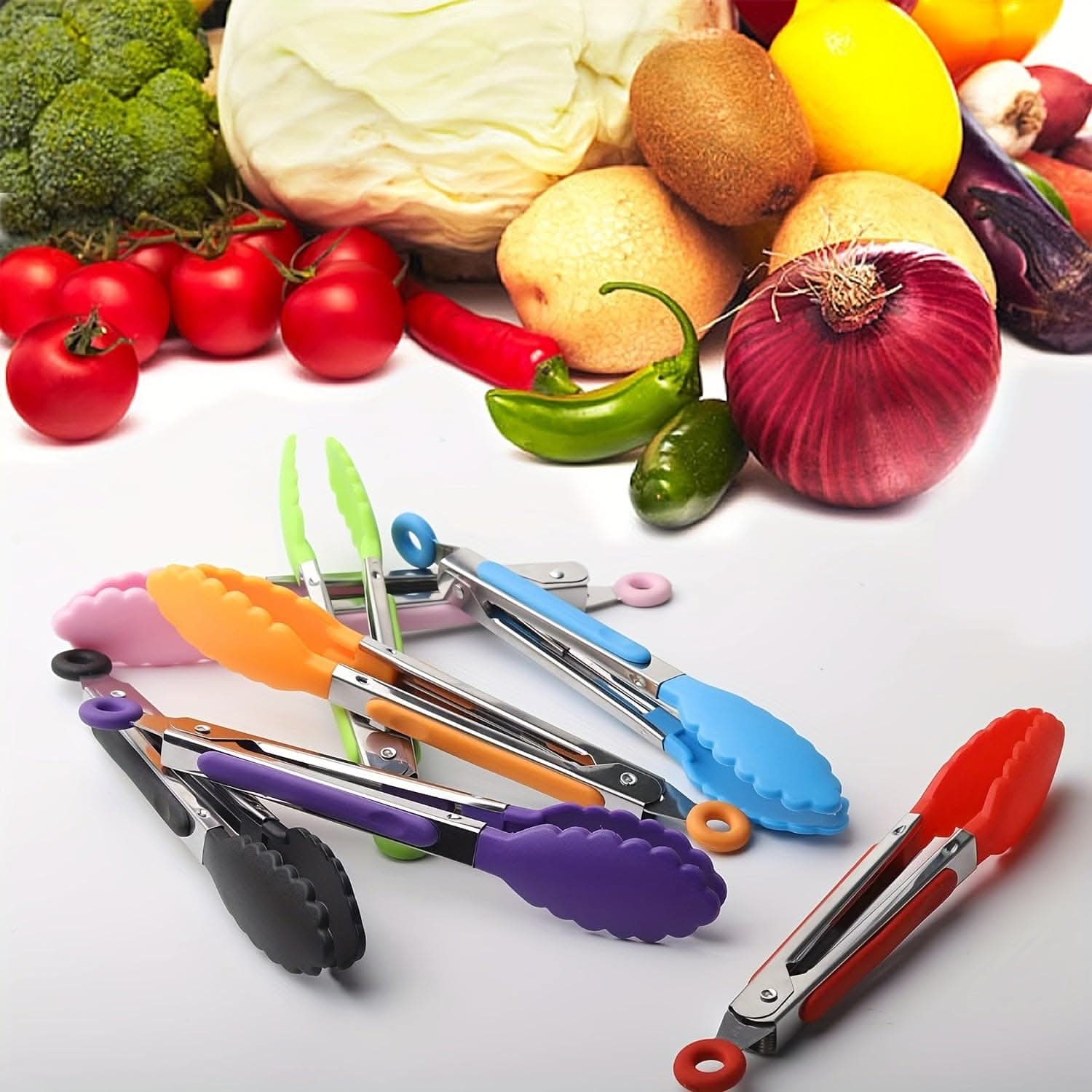 1/7pcs Mini Kitchen Tongs - 7-Inch Heat Resistant Nylon Tips