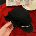 Women’s Wool Buck Knitted Fisherman Cap with Bowknot, Lightweight