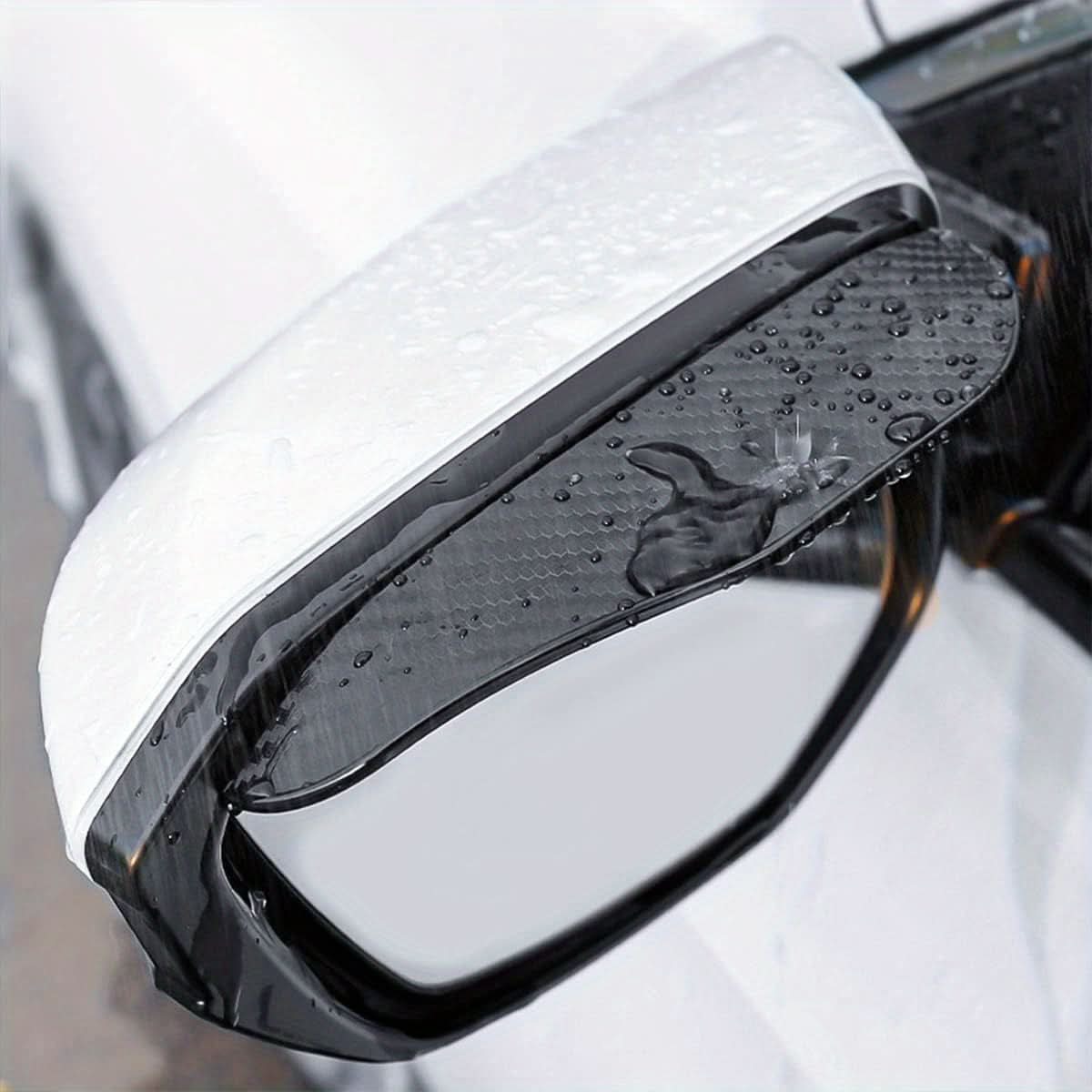 2pcs Universal Side Mirror Rain Visor Guards – Waterproof Carbon Fiber Look