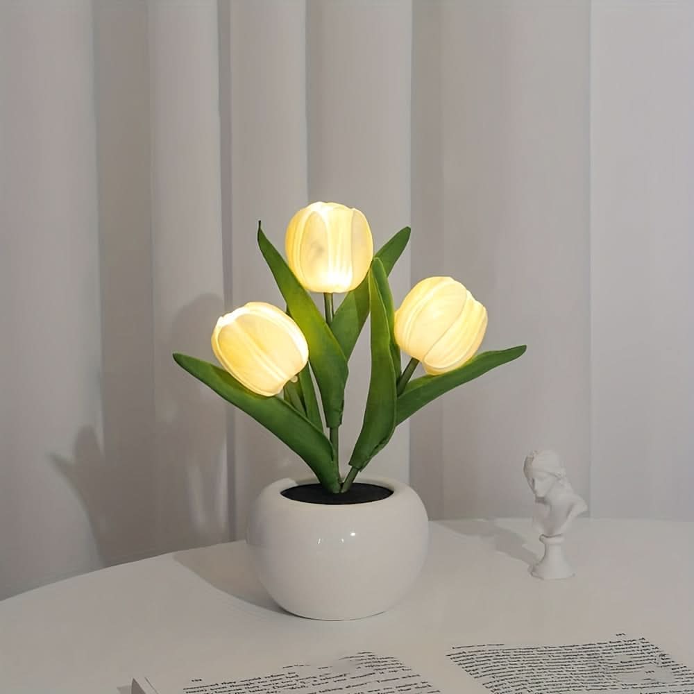 LED Tulip Simulation Night Light - Romantic Vase Decor