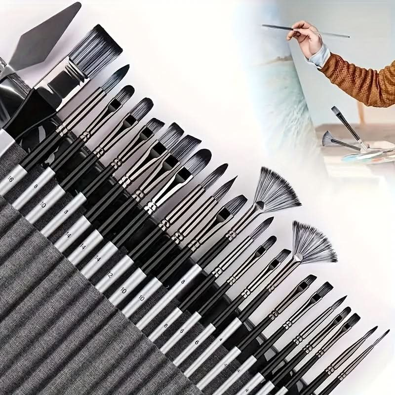 24-Piece Professional Paint Brush Set with Pouch