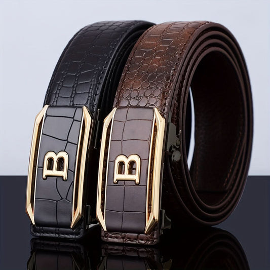 Stylish Men's Crocodile Pattern Belt – Multifunctional Automatic Buckle