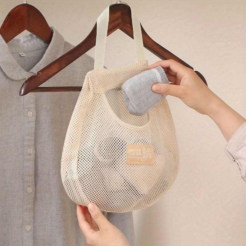 2-Pack Hanging Mesh Storage Bags – Wall-Mounted Fabric Organizer