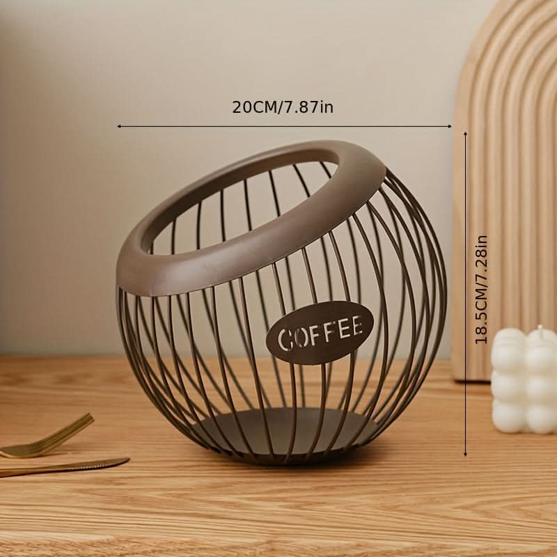Sleek Metal Coffee Pod Holder – Stylish Iron Storage Basket for Snacks