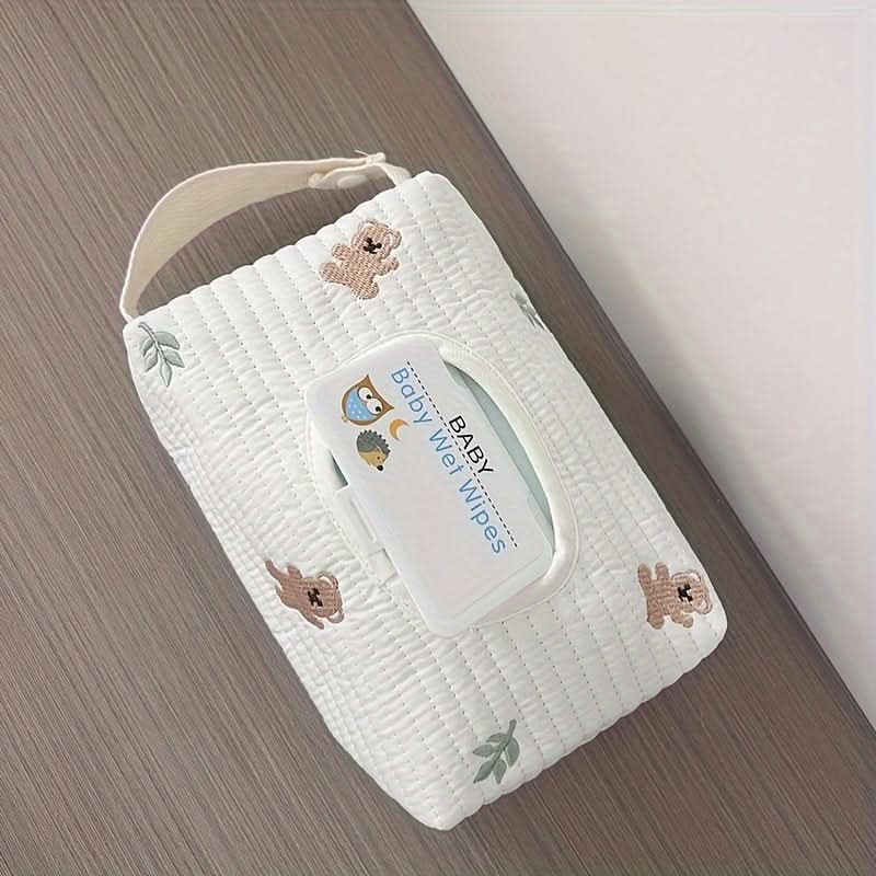 Large Capacity Cartoon Bear Car Seat Baby Diaper Changing Wet Wipes Storage Bag
