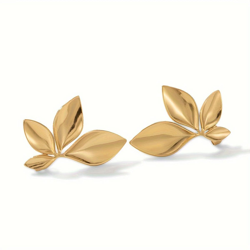 Vintage Leaf-Shaped Titanium Steel Pendant Earrings