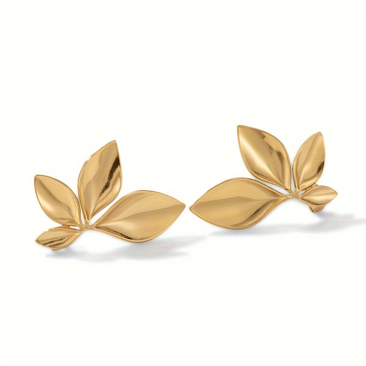 Vintage Leaf-Shaped Titanium Steel Pendant Earrings