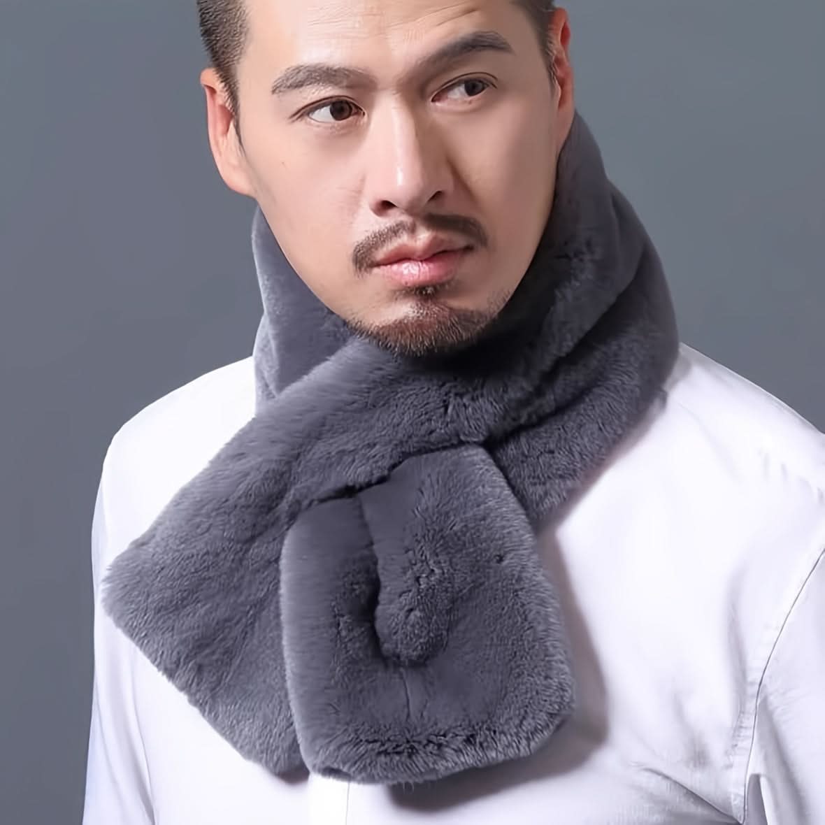 Men's Plush Faux Fur Scarf - Warm & Soft