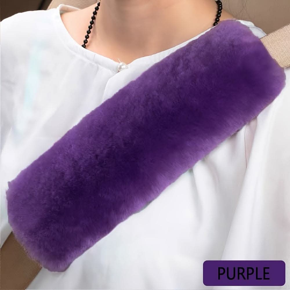 2-pieces Australian Wool Seat Belt Covers – Soft Plush Shoulder Pads