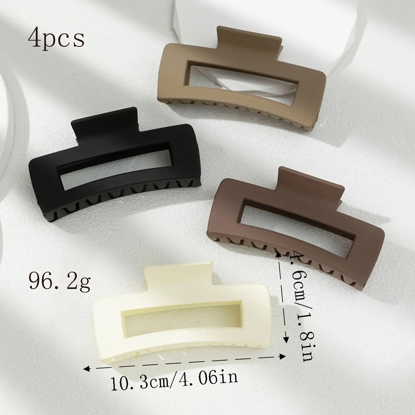 4 Pcs Stylish Rectangle Hair Claw Clips – Strong Hold, Non-Slip