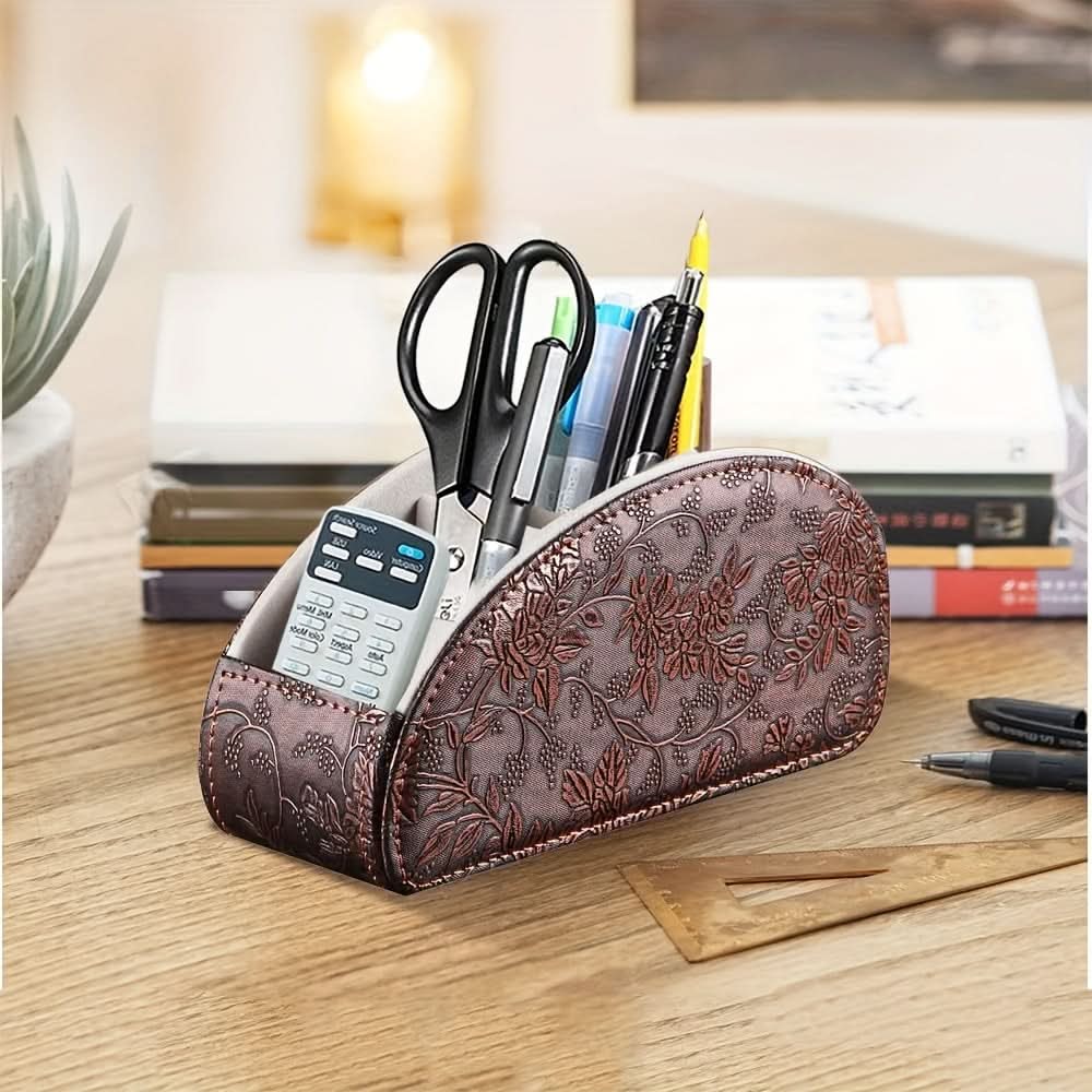 Luxurious PU Leather Remote Control Organizer