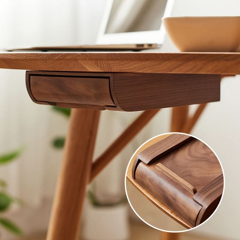 Walnut Wood Under-Desk Drawer Organizer