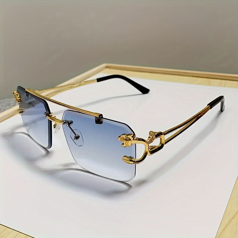 Vintage-Inspired Large Square Rimless Fashion Glasses