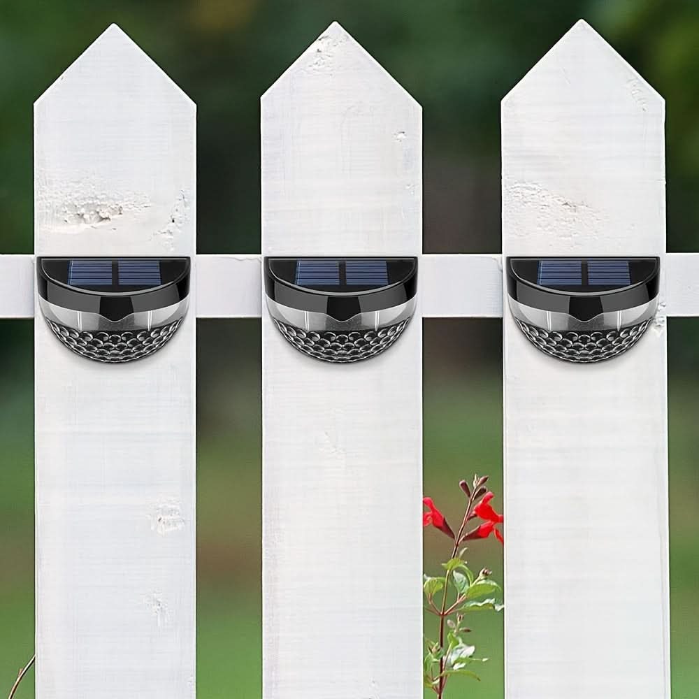 Solar LED Fence Lights Waterproof Outdoor Wall Lamps - 4-pieces