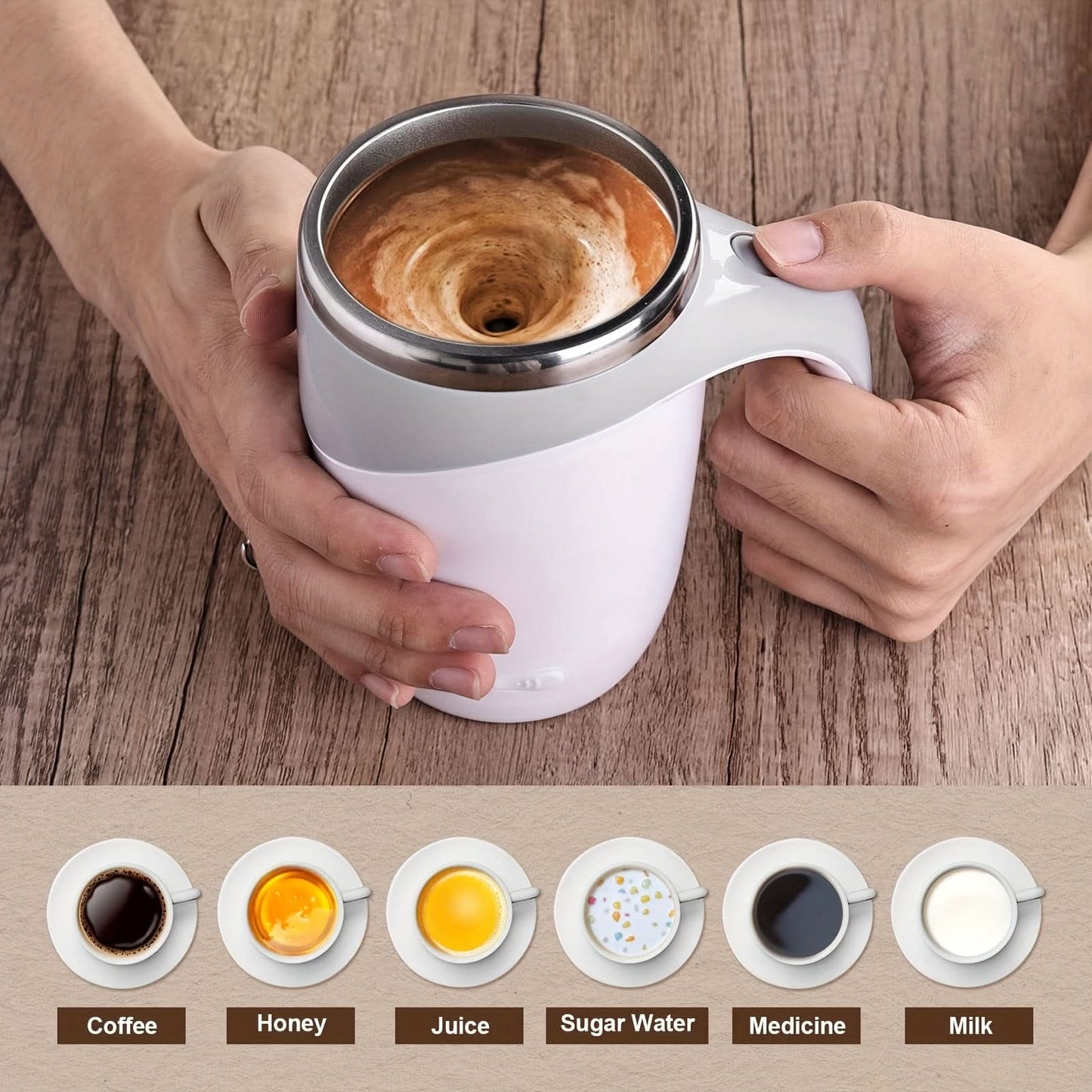 Rechargeable Electric Self-Stirring Mug - Portable Magnetic Stirring Coffee Mug