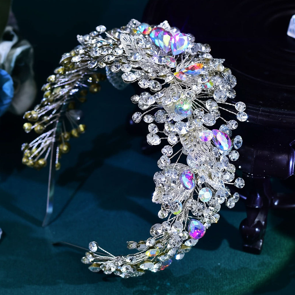 Vintage Rhinestone Wide Brimmed Headband for Women