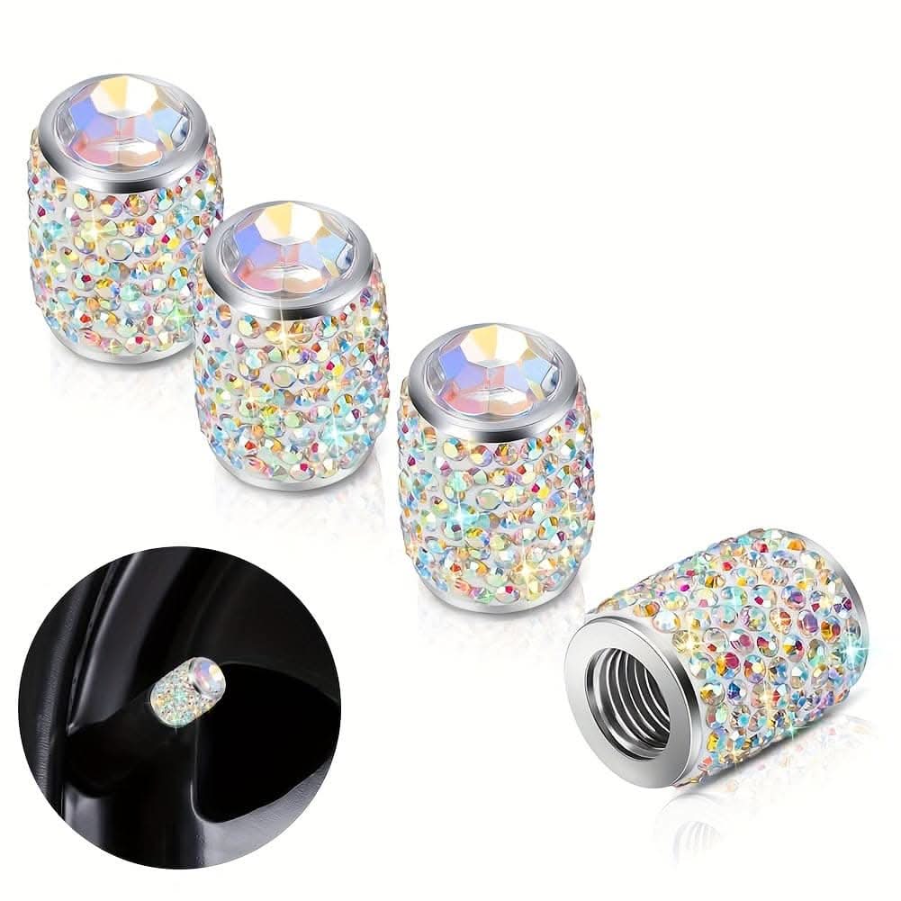 4pcs Bling Tire Valve Caps – Crystal Rhinestone Car Wheel Stem Covers