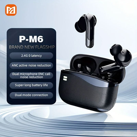 P-M6 Wireless Gaming Earbuds, 2.4G Low Latency, Active Noise Reduction