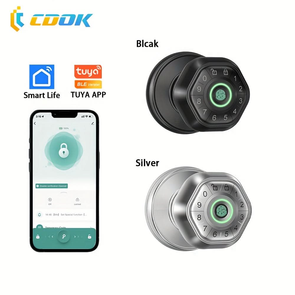 Smart Door Lock with Key, App, Password Access