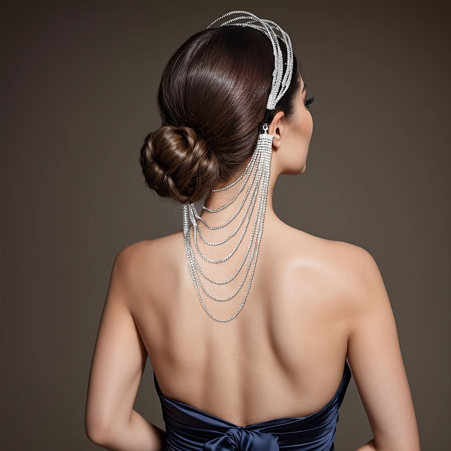 Rhinestone Tassel Hairband for Women, Minimalist