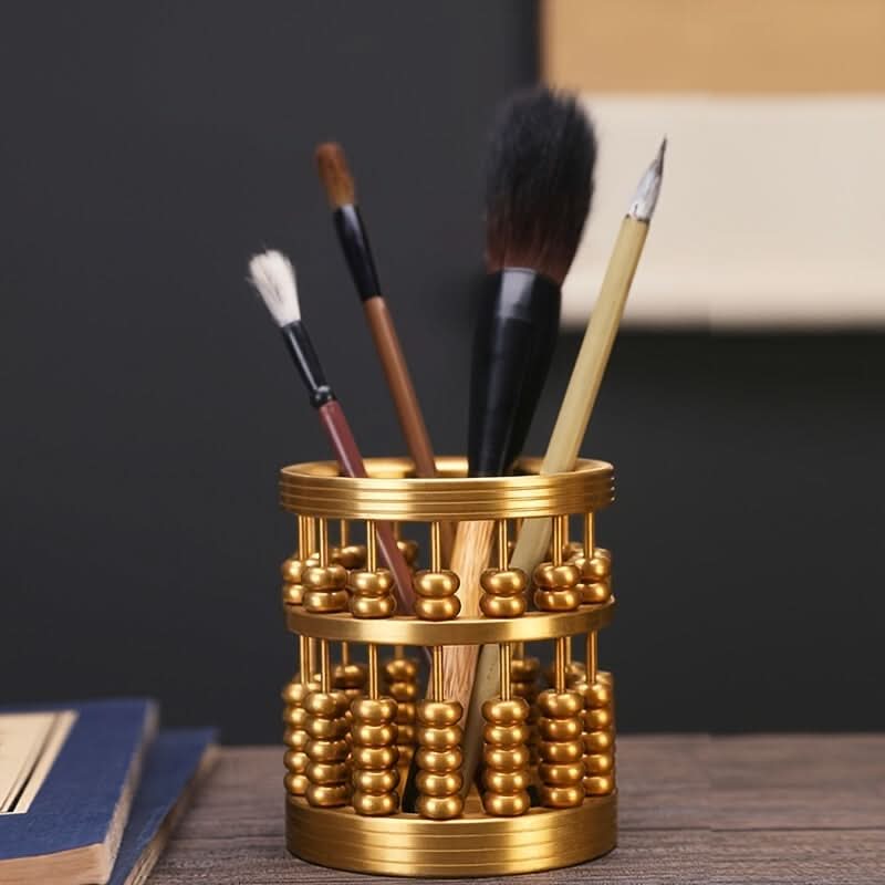 Elegant Brass Mini Abacus Desk Organizer