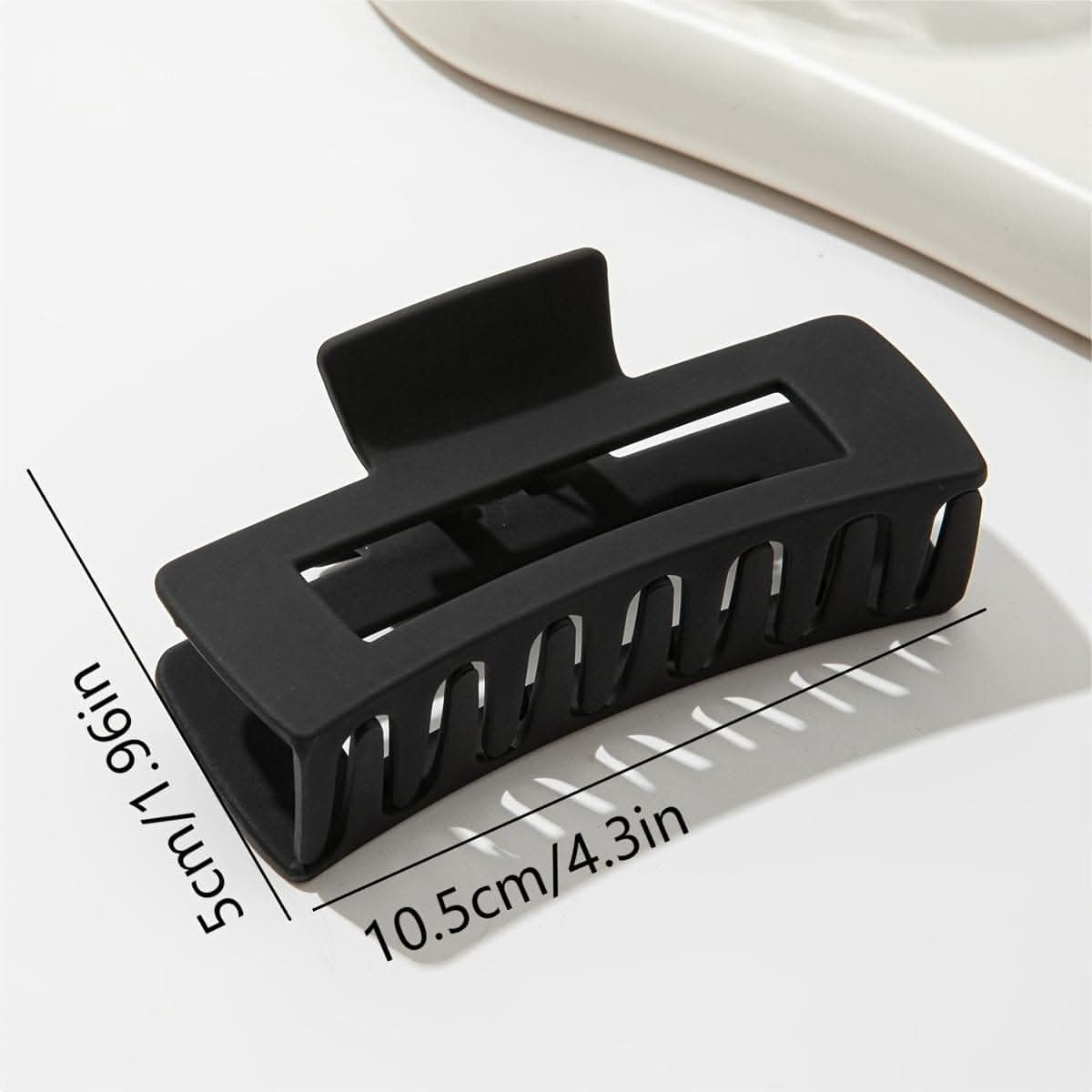 5pcs Solid Color Hollow Out Rectangular Hair Claw Clips