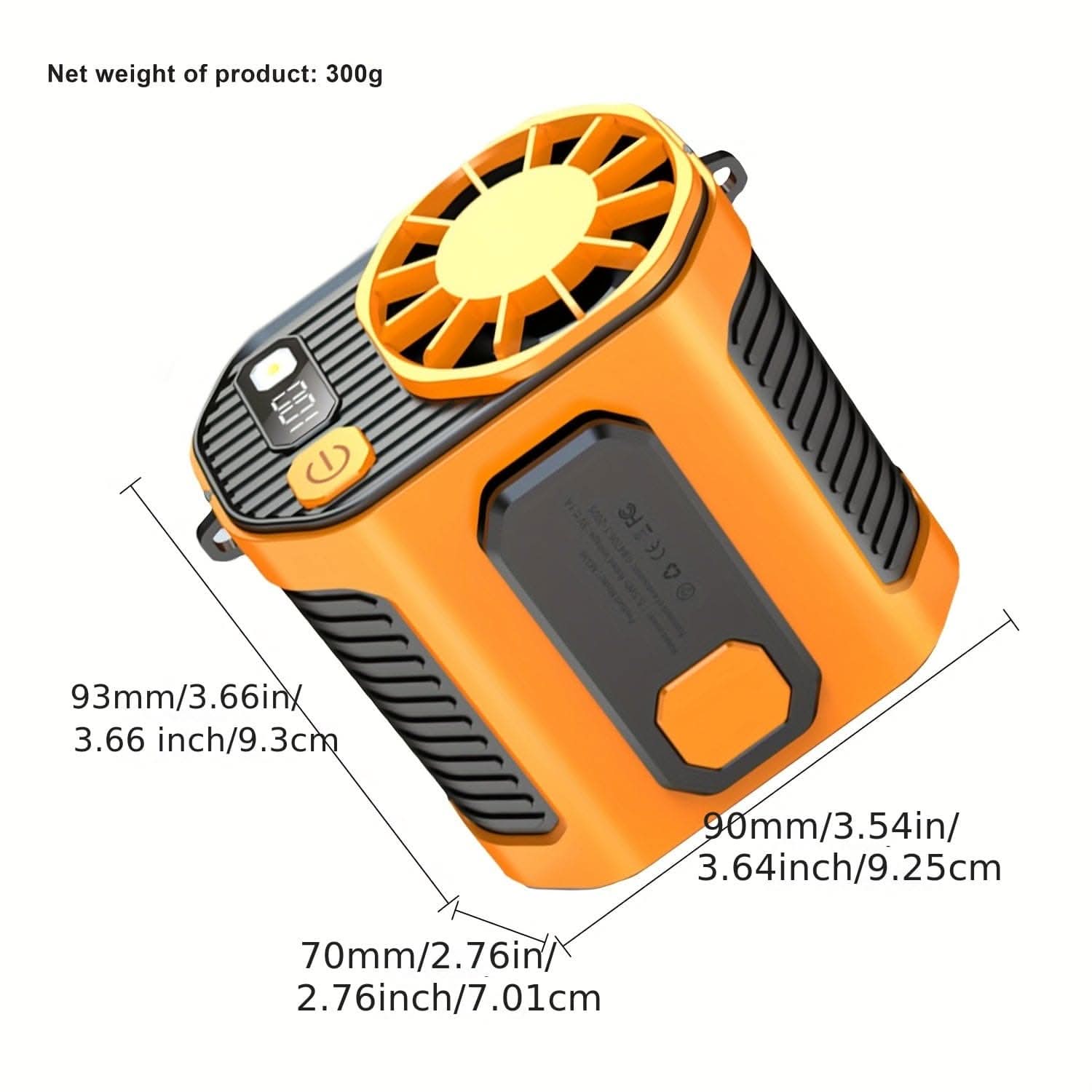 5000mAh Portable Waist Clip Fan – Rechargeable USB Fan with Flashlight