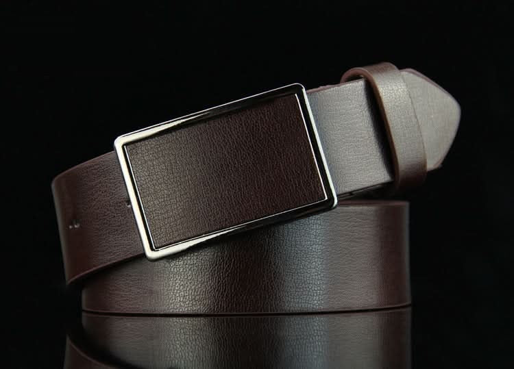 Men's Retro Leather Belt with Alloy Smooth Buckle – Antique Style
