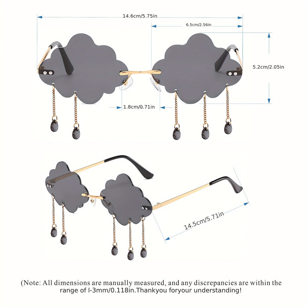 Frameless Cloud & Raindrop Sunglasses - Y2K Style, Novelty Fashion Glasses