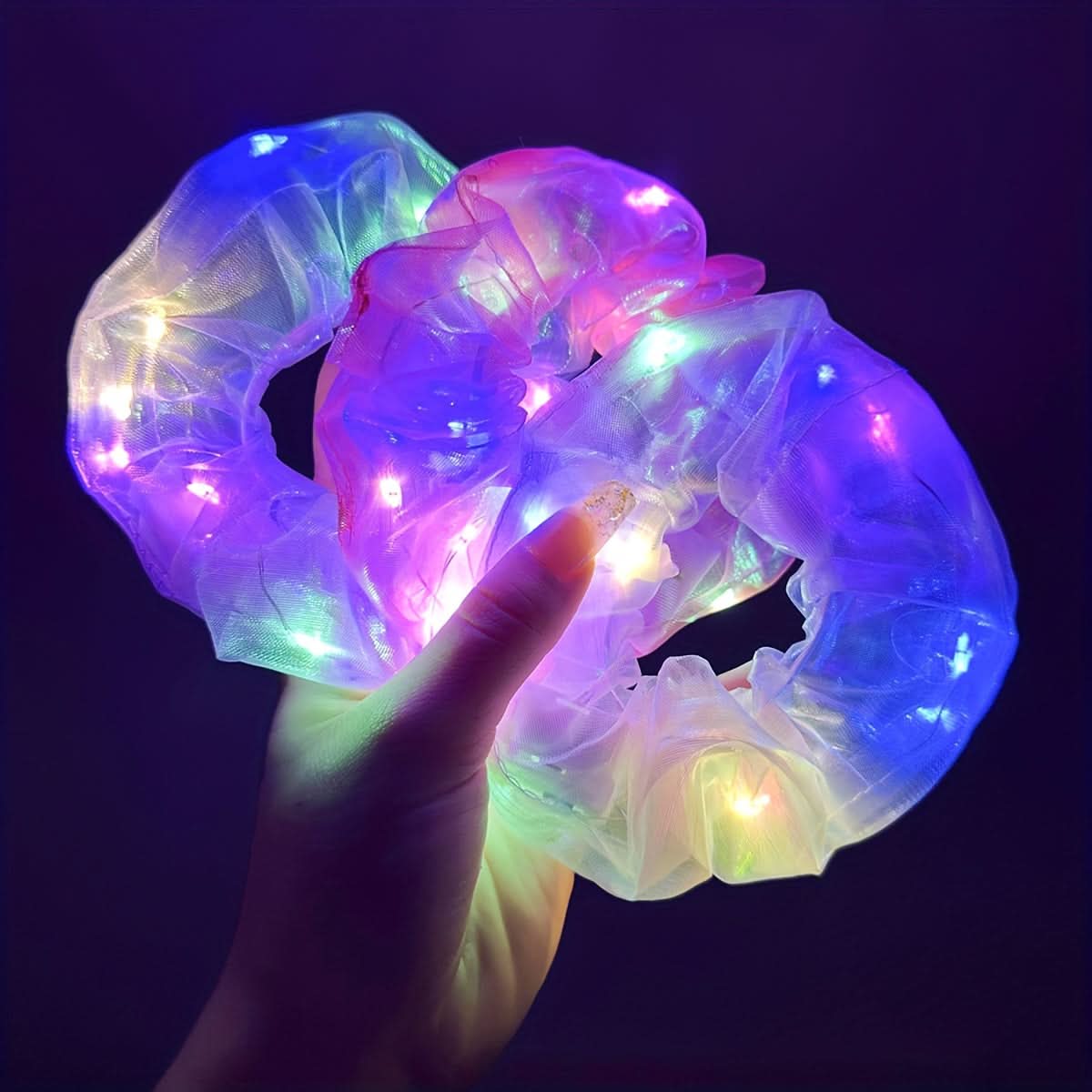 7PCS Glow-In-The-Dark LED Hair Scrunchies
