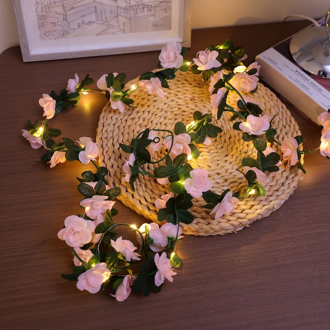 Romantic Rose String Lights – Battery-Powered, Multi-Color LED Flowers