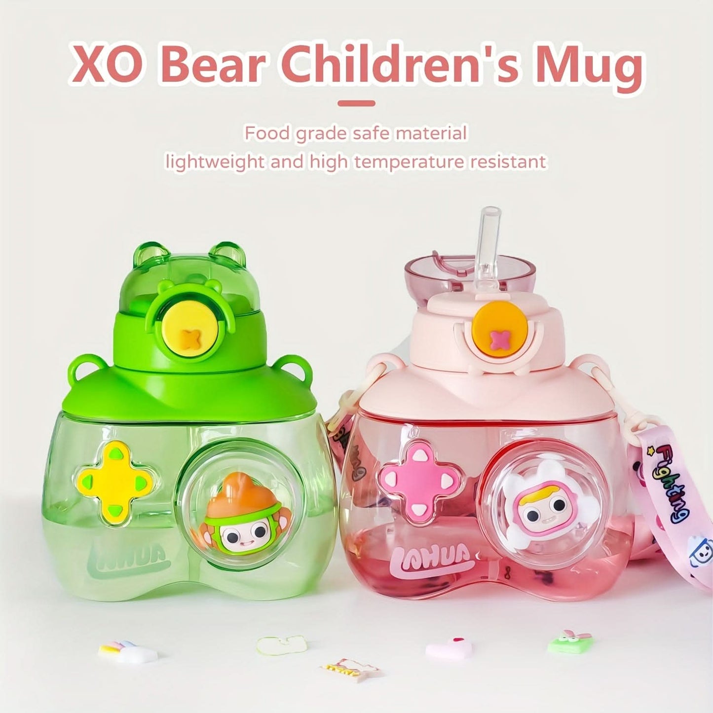 Bear-Shaped Kids Straw Sippy Cup, 25oz