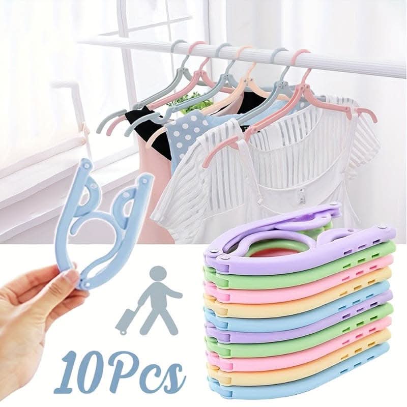 10pcs Premium Foldable Travel Cloth Hangers – Space-Saving & Durable