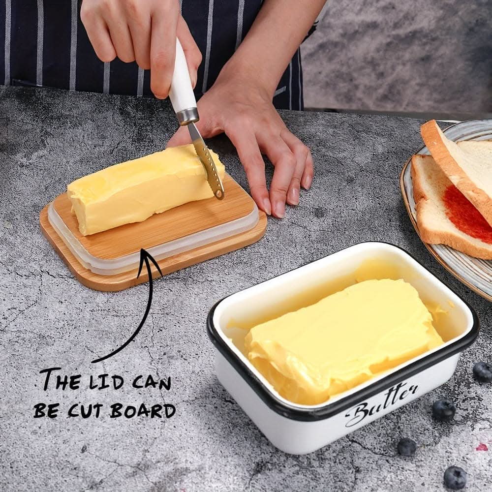 Elegant Stainless Steel Butter Dish with Sealed Lid & Multipurpose Knife