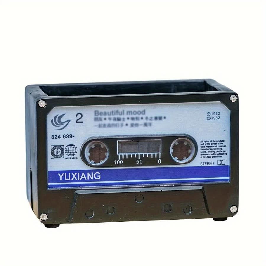 Vintage Cassette Tape Square Resin Planter Box