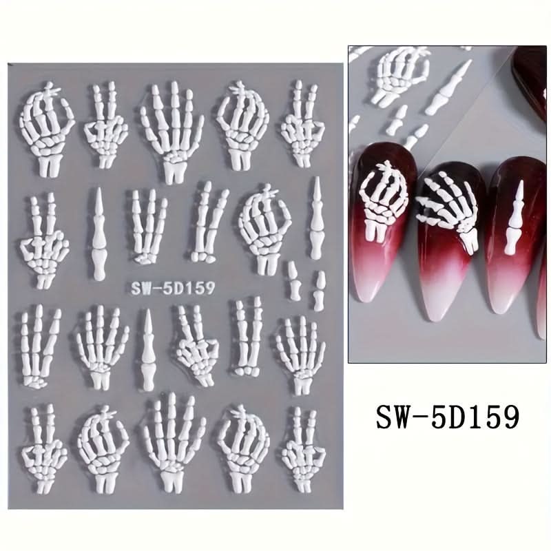 Halloween 5D Skull Nail Art Sticker - Self-Adhesive