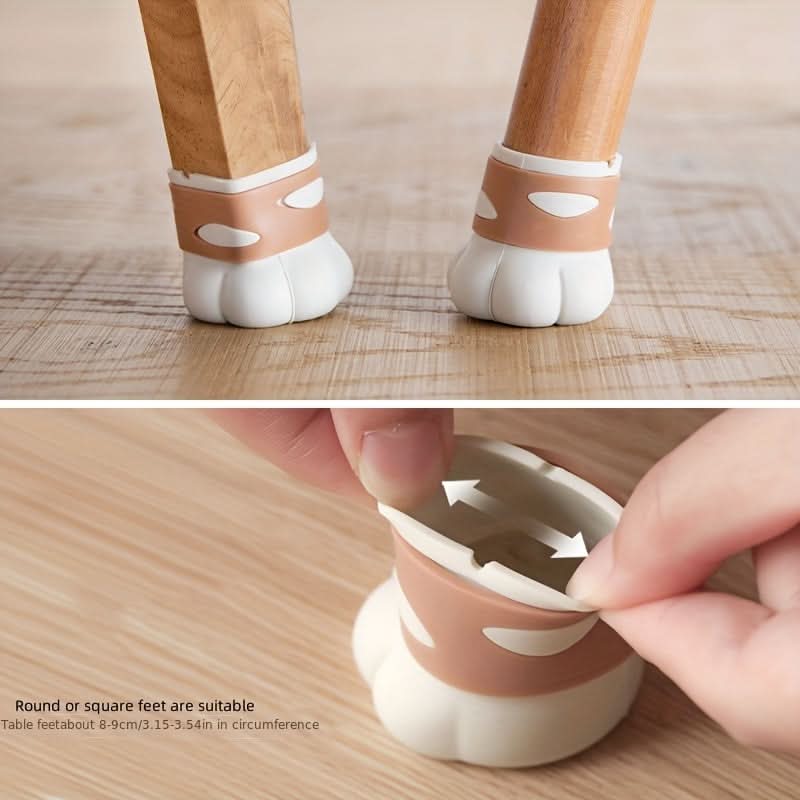 4pcs Cat Paw Chair Leg Protectors - Silicone Felt Furniture Leg Covers