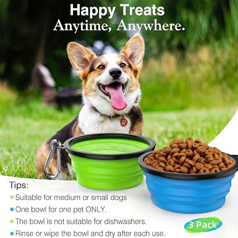 3-Pack Foldable Dog Travel Bowls