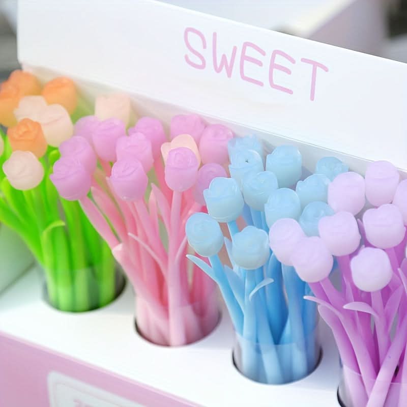 12-Pack Rose Flower Gel Pens – 0.5mm Fine Point