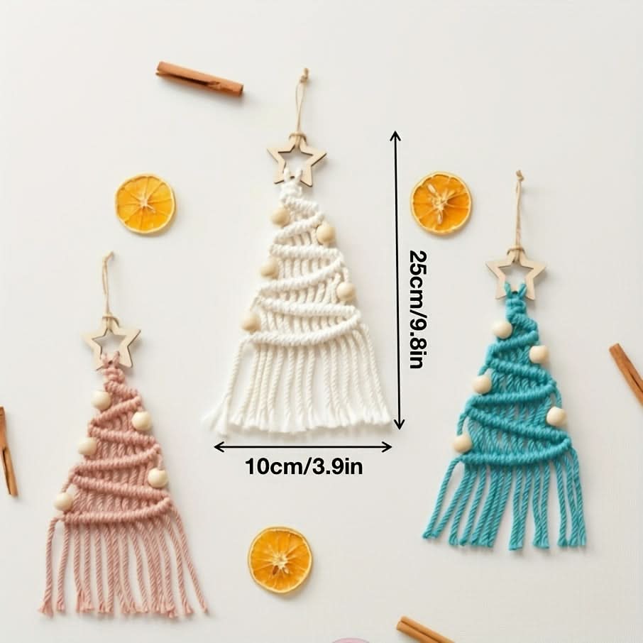 3-Piece Macrame Cord Set for Christmas Decor - DIY Woven Christmas Tree Kit