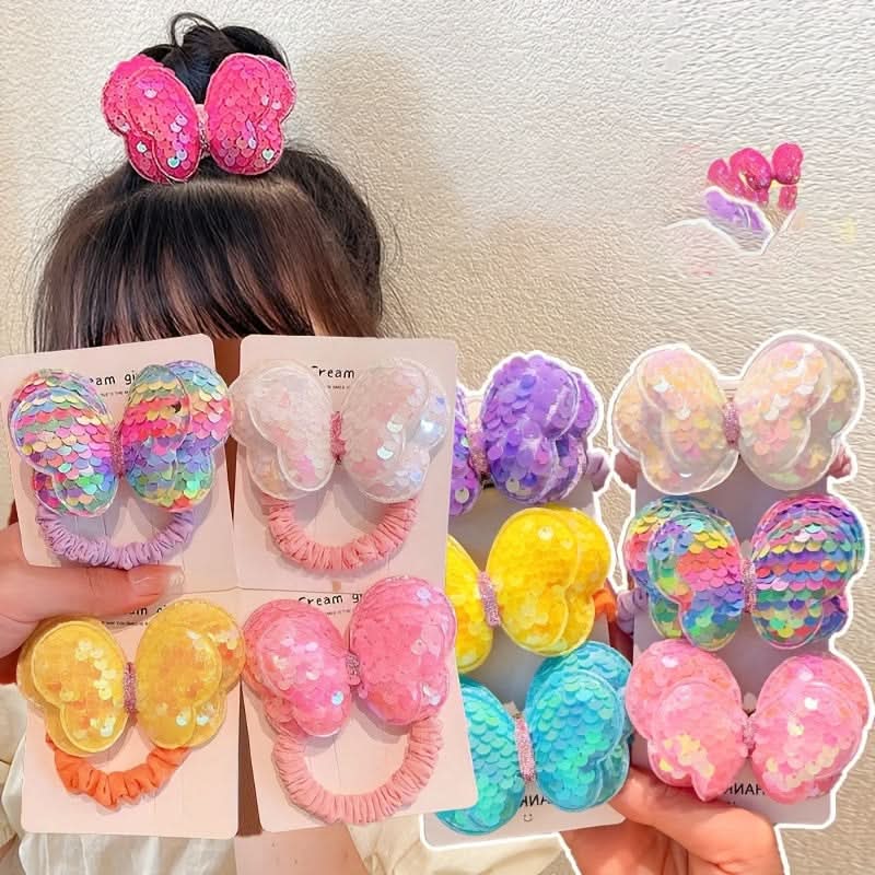 6PCS Sequin Bow Hair Ties for Women