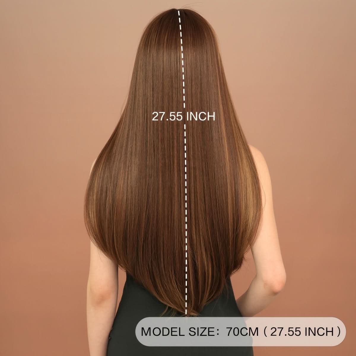 Chic Ombre Honey Brown Wig with Air Bangs – Heat Resistant